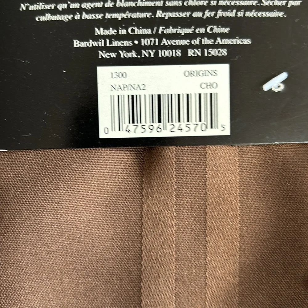 Brown microfiber Linen place mats (19” x 19”).